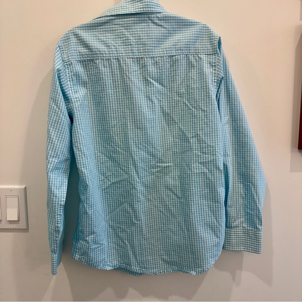 Izod Boy's Light Blue Gingham Shirt - Picture 4 of 6